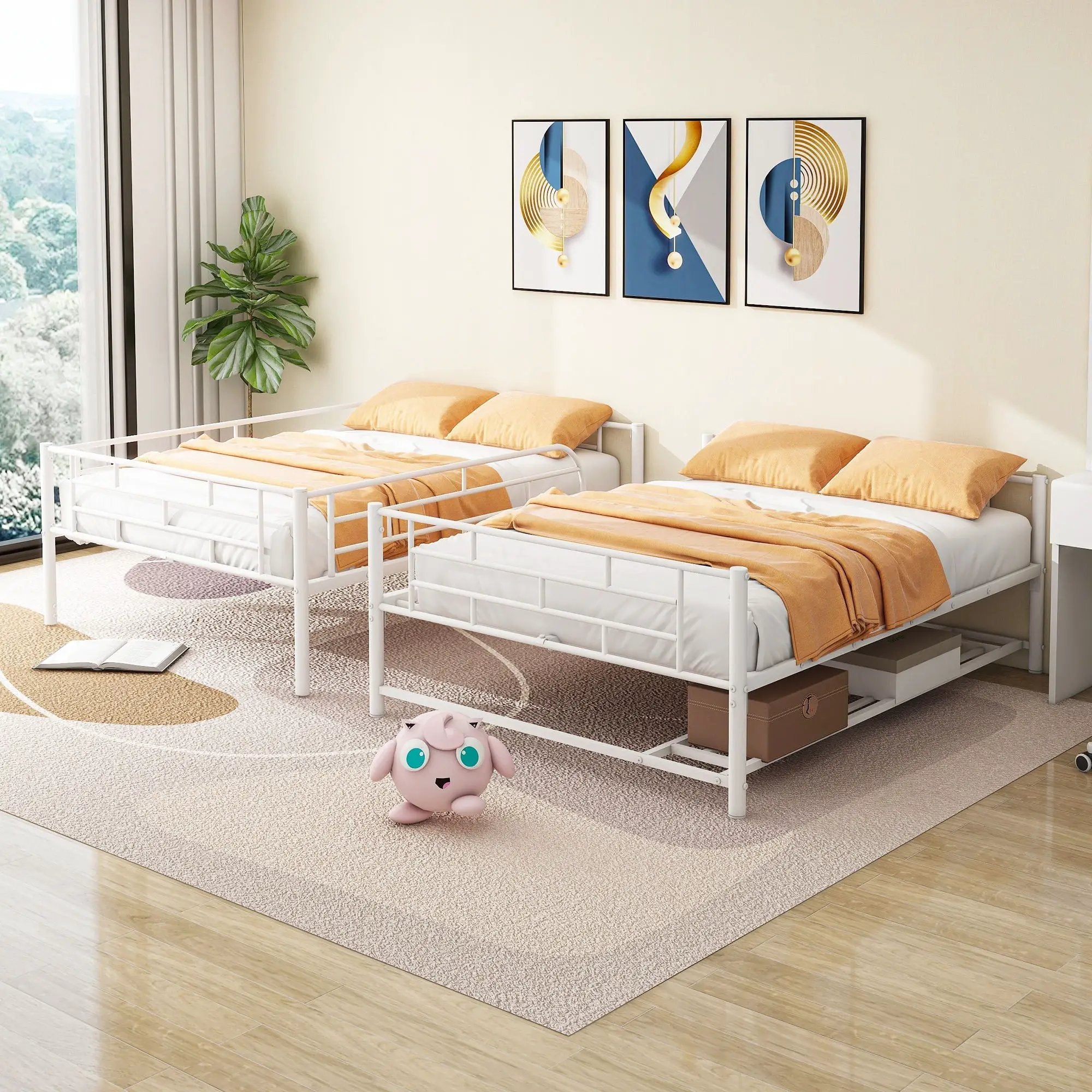 Metal Bunk Bed With Shelf And Guardrails by Unique Piece Furniture