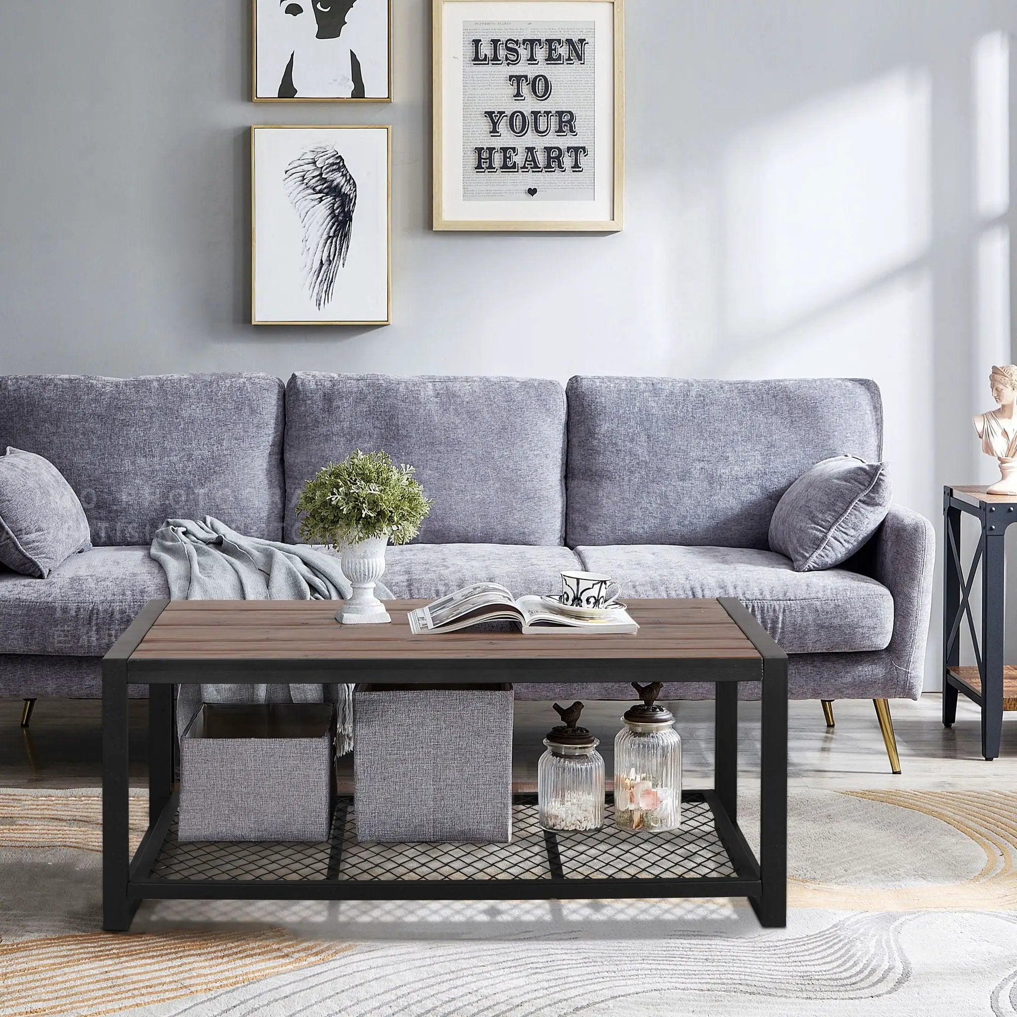 Console Coffee Table With Reclaimed Wood Finish, For Living Room - Natural by Unique Piece Furniture