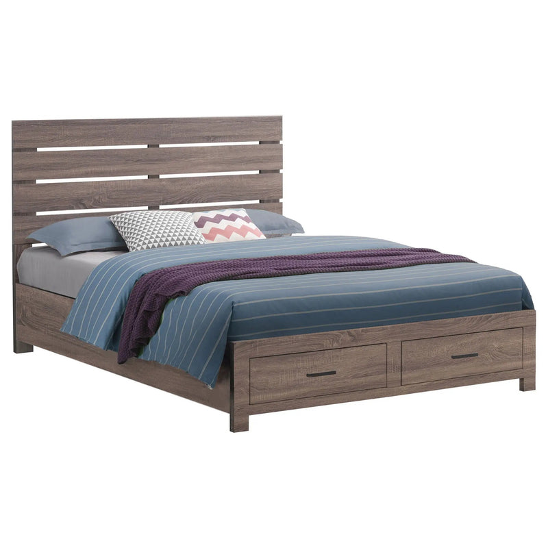 Brantford Wood Queen Storage Panel Bed Barrel Oak by Unique Piece Furniture