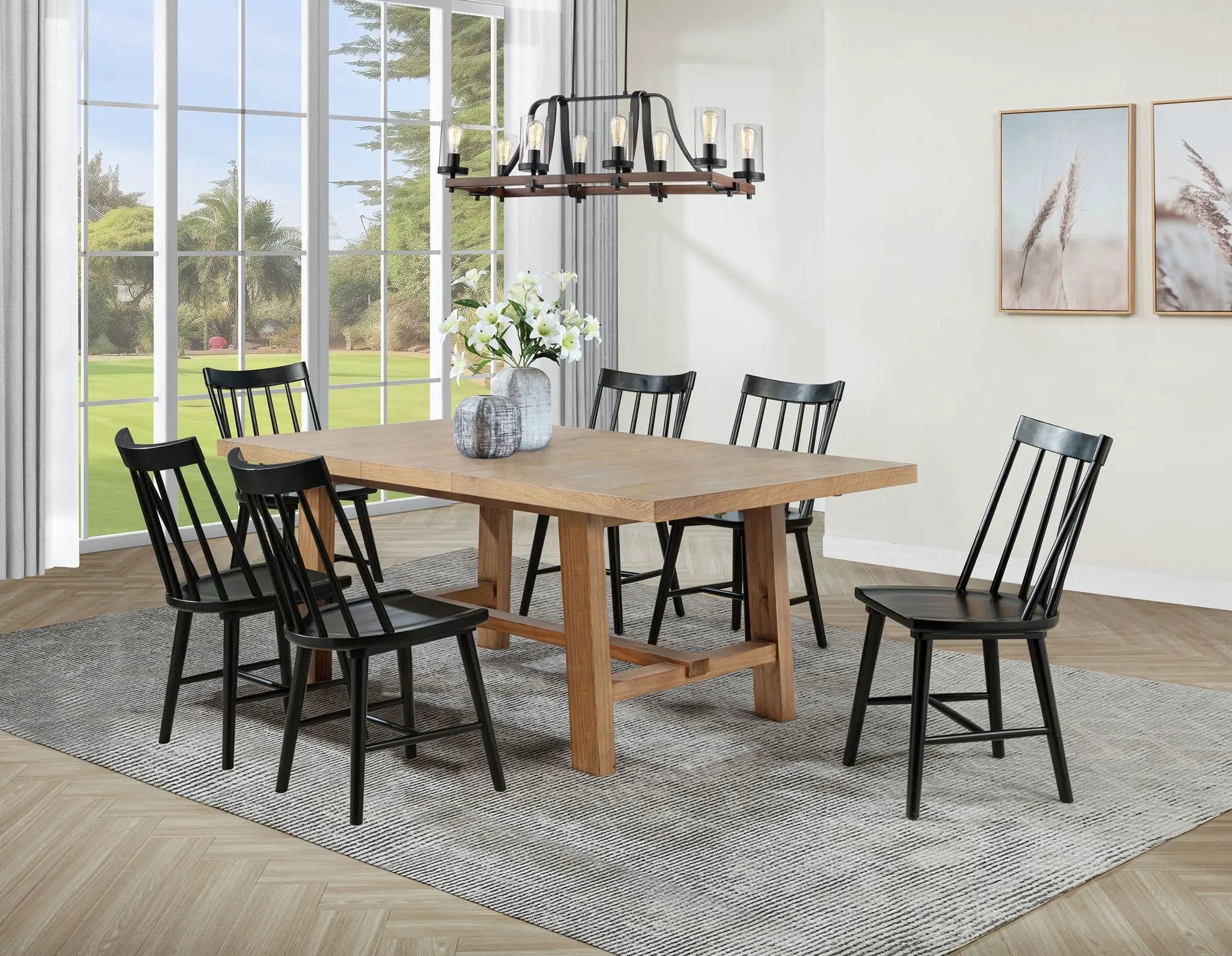 Middleton 7-piece Extension Leaf Dining Set Brown and Black by Unique Piece Furniture