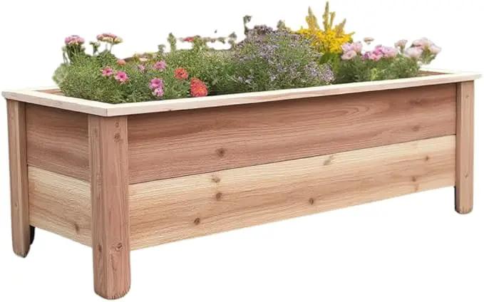 Handmade Custom Heavy Duty Rectangular Raised Cedar Wood Garden Planter Box – 46", 36", 24" – Indoor/Outdoor Farmhouse Style for Flowers & Vegetables – Made in USA (36" L x 15.5" W x 16.5" H) by GreenHaven Gardens