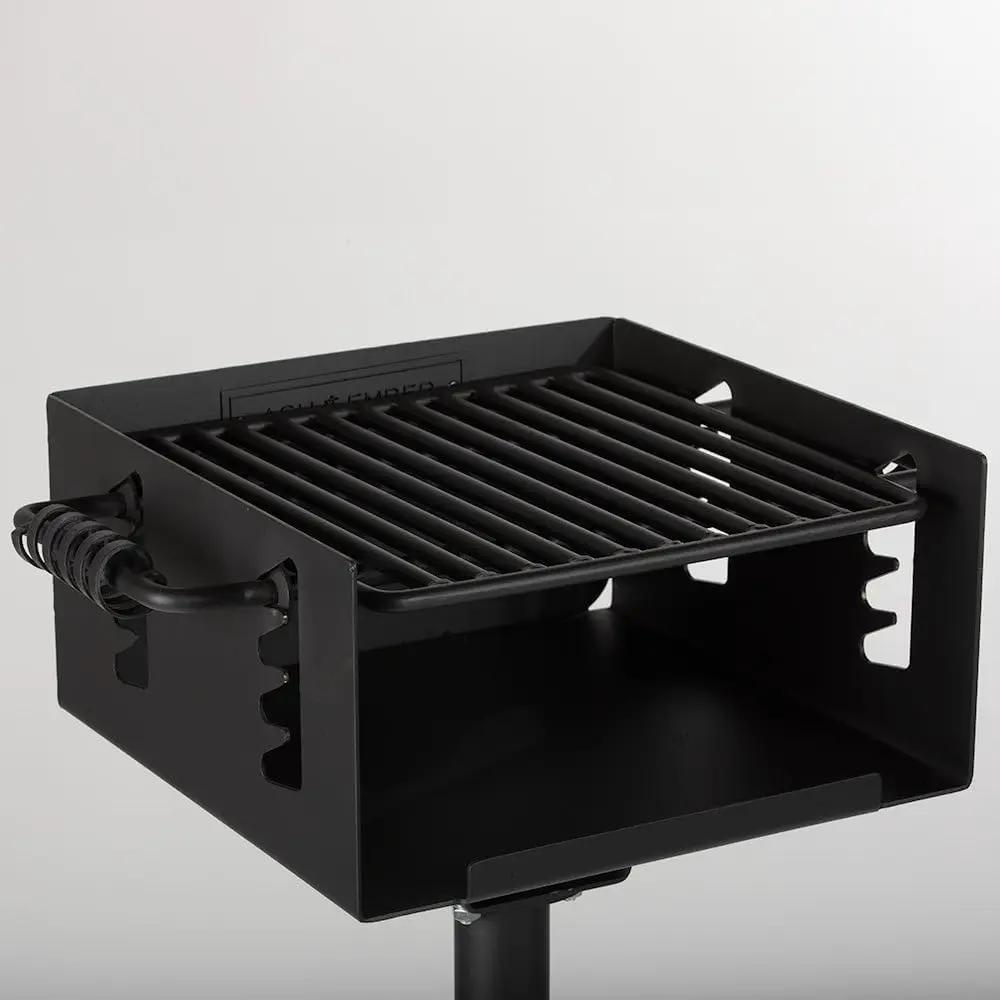 Ash & Ember Park-Style Grill, 256 Sq. In Charcoal Grill, 16.5x16x8, Single Post Outdoor Cooking Grill for Backyard BBQ, Camp Grilling Barbecues, Small-Sized Parties, Grill Delicious Meats, Vegetables by GreenHaven Gardens