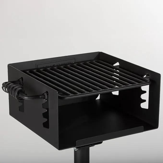 Titan Great Outdoors Park-Style Grill V2, 256 Sq. In Charcoal Grill with Base Anchor, Single Post Outdoor Cooking Backyard BBQ, Camp Grilling Barbecues by GreenHaven Gardens