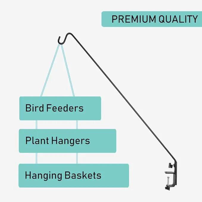 Ashman Deck Hook 32-Inch (1 Pack), Double Forged Solid Metal Single Piece Rod, Ideal for Bird Feeders, Plant Hangers, Coconut Shell Hanging Baskets, and Lanterns. by GreenHaven Gardens