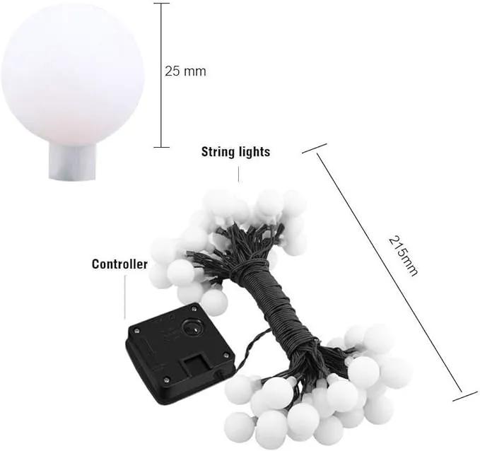 Globe Ball Fairy Lights, 50 LEDs 23ft/7M Solar Led Globe String Lights Waterproof with Two Lighting Modes for Garden Outdoor Party Christmas Decoration (Warm White) by GreenHaven Gardens