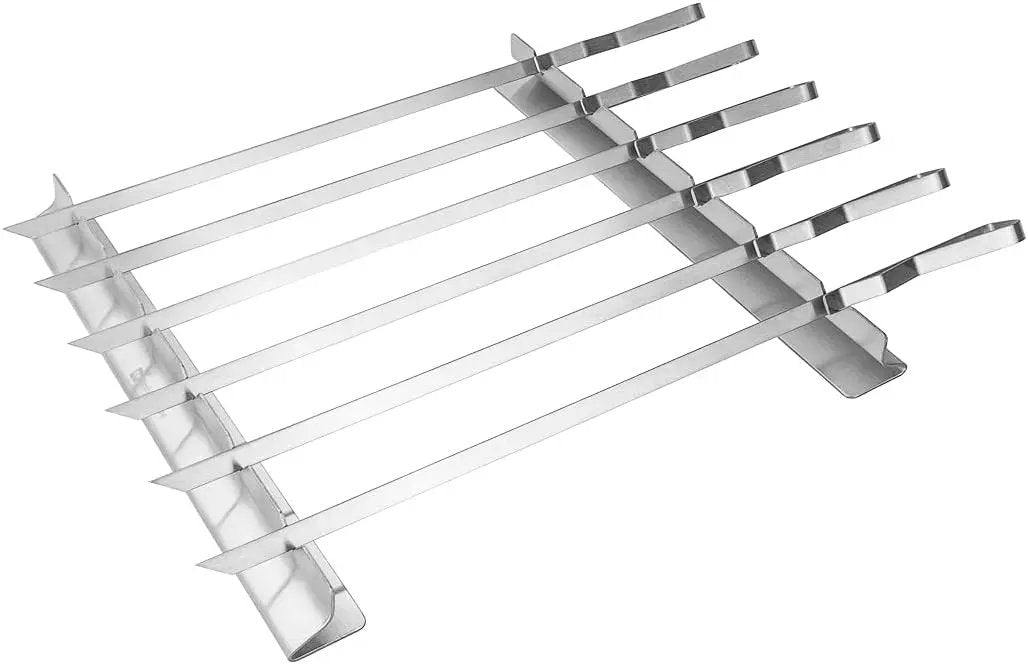 Restaurantware Met Lux 16.9 Inch Barbecue Skewers With Racks 8 Piece Heavy-Duty Shish Kabob Skewer Set - Brings 6 Skewers Includes 2 Grill Racks Stainless Steel Grilling Skewer Set Reusable by GreenHaven Gardens