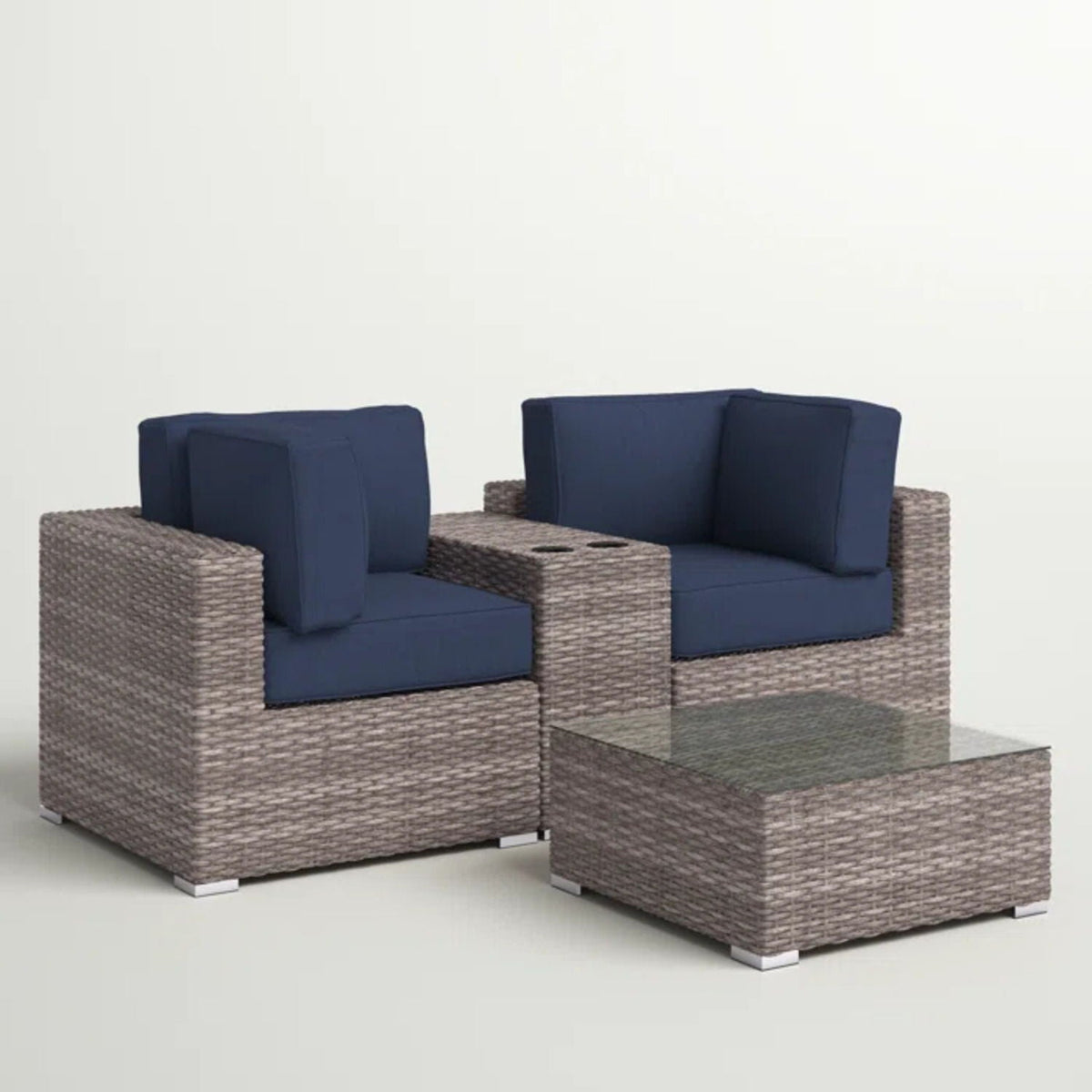 Wicker Outdoor Seating Group Set with Cushions and Table - Multiple Colors, photo 25 of 40
