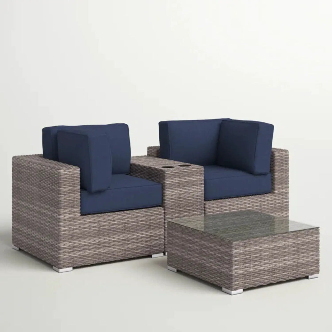 Wicker Seating Group Set With Table And Cushions by HouseOfZazla