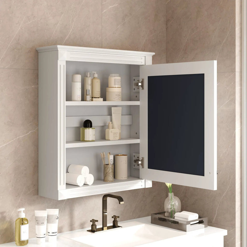 Wall Mounted Bathroom Storage Cabinet With Mirror, Medicine Cabinet With Height Adjustable Shelf by HouseOfZazla