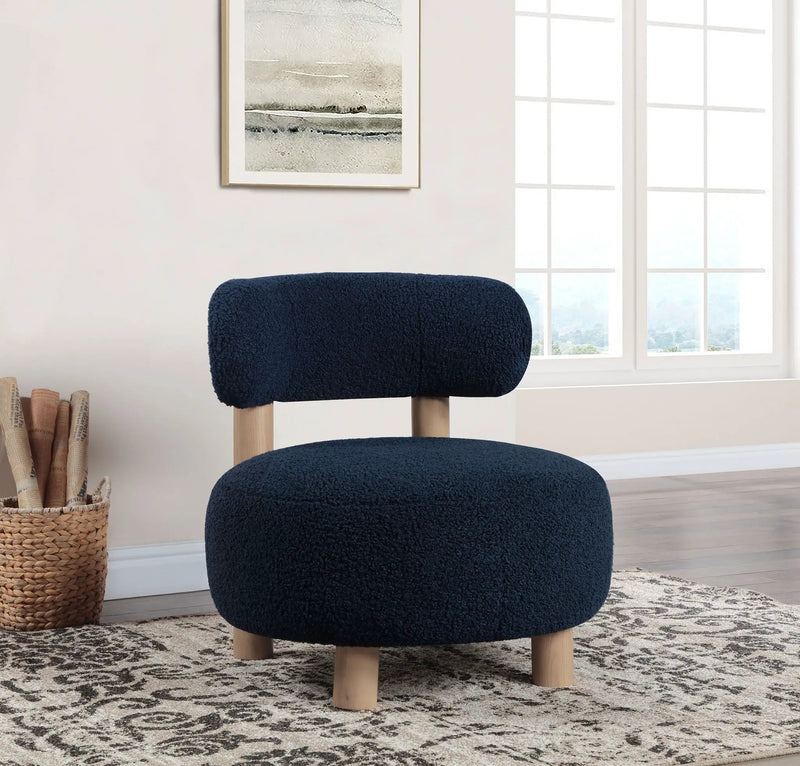 Zonie Boucle Upholstered Barrel Back Accent Chair Blue by Unique Piece Furniture