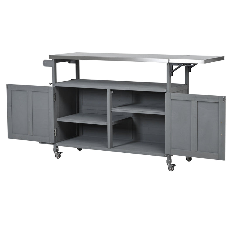 Foldable Outdoor Kitchen Island Patio Mobile Kitchen Cart by HouseOfZazla
