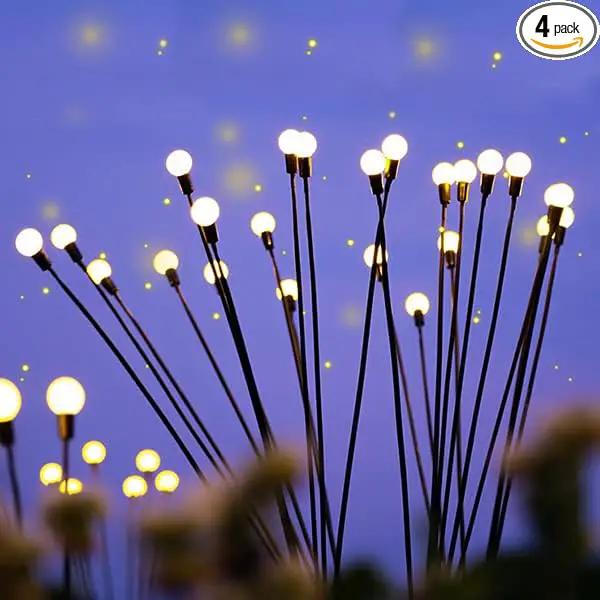 4 Pack Outdoor Solar Firefly Lights, 40 Globes LED, Waterproof, Warm White by GreenHaven Gardens