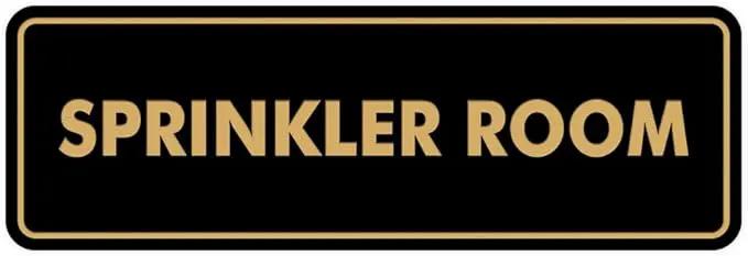 Signs ByLITA Standard Sprinkler Room Sign (Black Gold) - Medium by GreenHaven Gardens