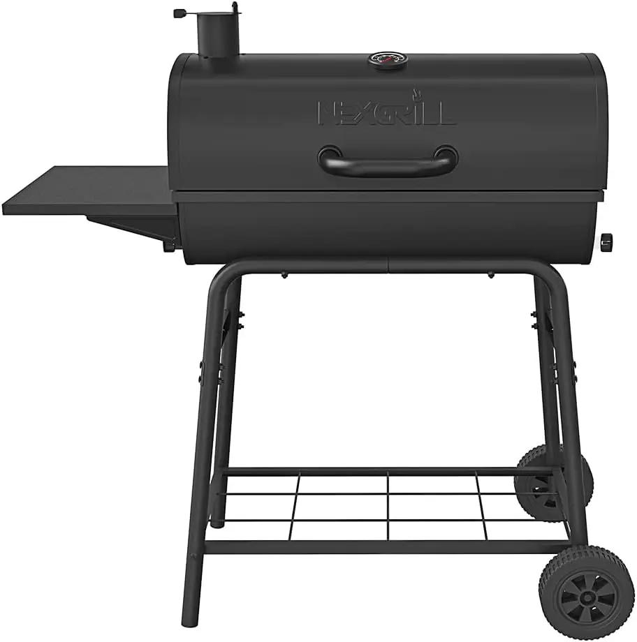 Nexgrill Premium 29" Charcoal Grill with Side Shelf, 552 SQ In Cooking Space, Adjustable Charcoal Tray, Chimney Air Vent, Warming Rack, Barrel Smoker Grill for Camping, Picnics, and More - 810-0029C by GreenHaven Gardens