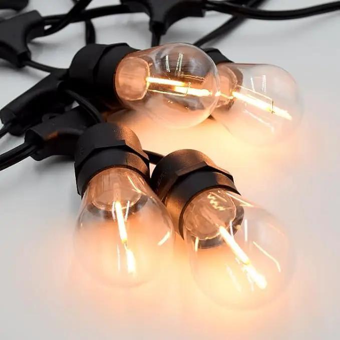 Hometown Evolution, Inc. E26 Commercial String Lights with 16 Gauge Wire (S14 LED Plastic, 100 Foot 50 Socket) by GreenHaven Gardens