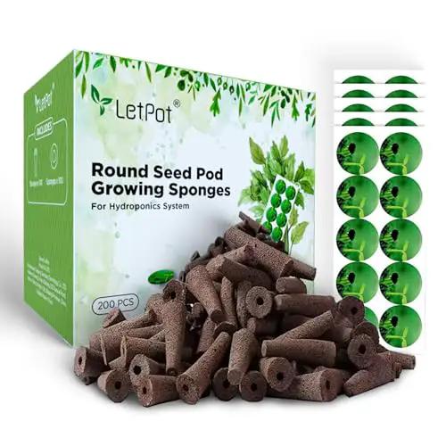 LETPOT 200 Pcs Seed Pod Kits, Replacement Root Growth Sponges Seed Pods, Seed Starter Sponges Kit for Hydroponic Indoor Garden System with 100 Sponges, 100 Stickers by GreenHaven Gardens