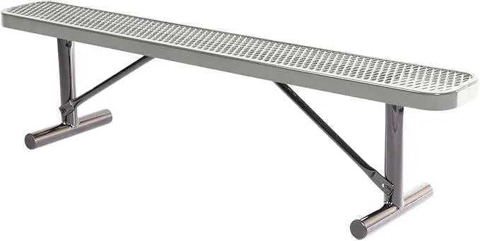 Coated Outdoor Furniture Heavy-Duty Portable Outdoor Bench Thermoplastic Coated, Expanded Metal, Commercial-Grade Seating, Made in America (Portable Without Back, 6 Ft, Grey) by GreenHaven Gardens