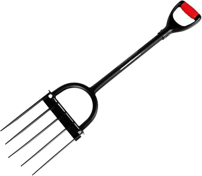 5-Tine Heavy Duty Pitch Fork for Gardening - Long Handled Digging Fork Garden Claw Weeder by GreenHaven Gardens