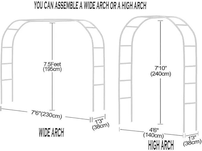 Adorox Metal Garden Arch Trellis for Climbing Plants 7.8ft Outdoor Arch Wedding Halloween Christmas Vine Trellis Pumpkin Archway Assemble Freely 2 Sizes White by GreenHaven Gardens