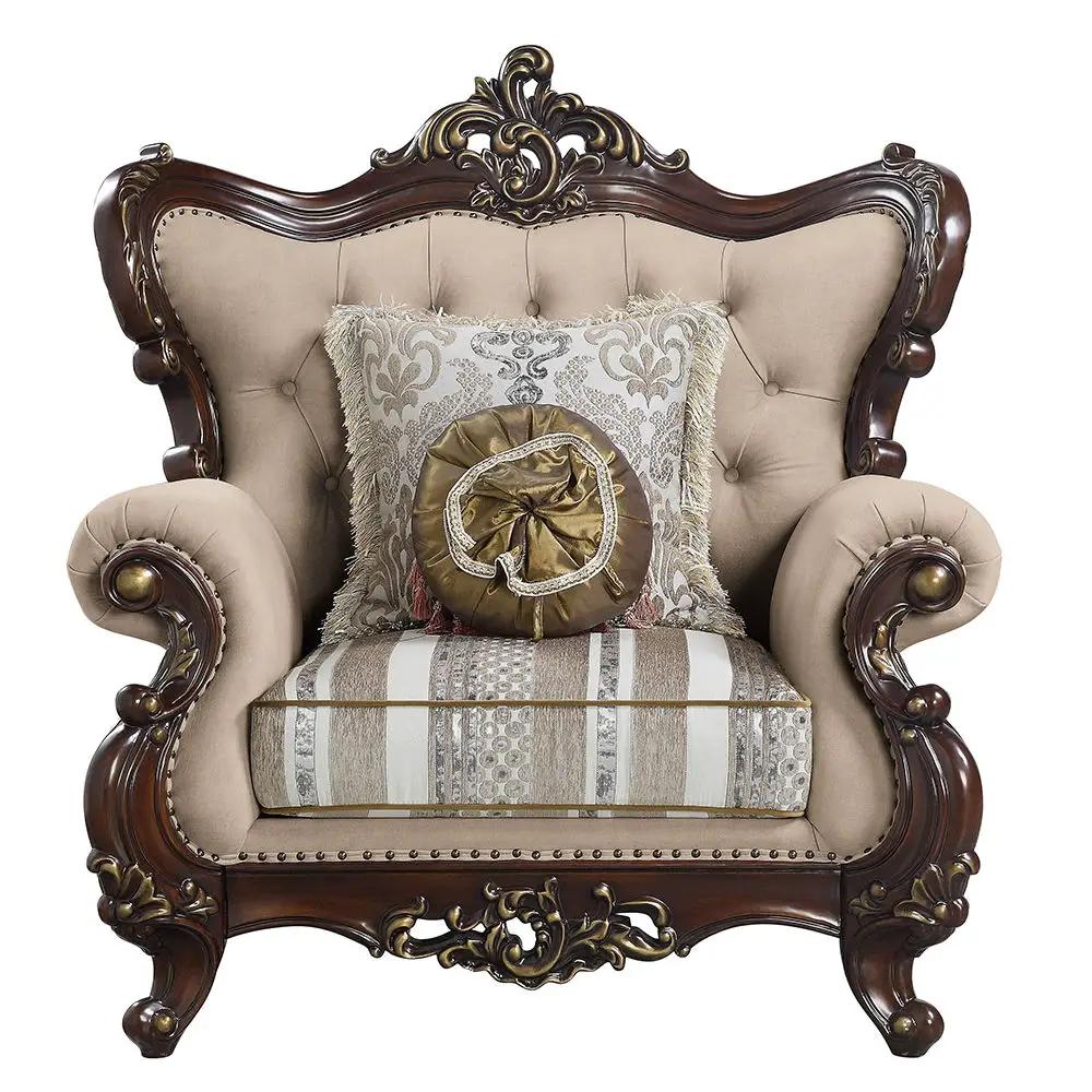 Ragnar - Chair With 2 Pillows - Light Brown Linen & Cherry by Unique Piece Furniture