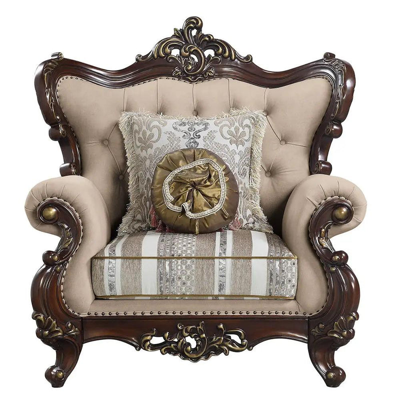 Ragnar - Chair With 2 Pillows - Light Brown Linen & Cherry by Unique Piece Furniture