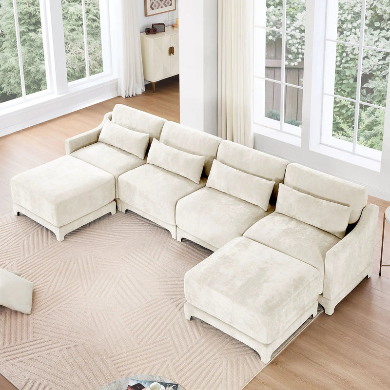Stylish Sofa With Ottoman And Lumbar Pillows, Ergonomic Design by HouseOfZazla
