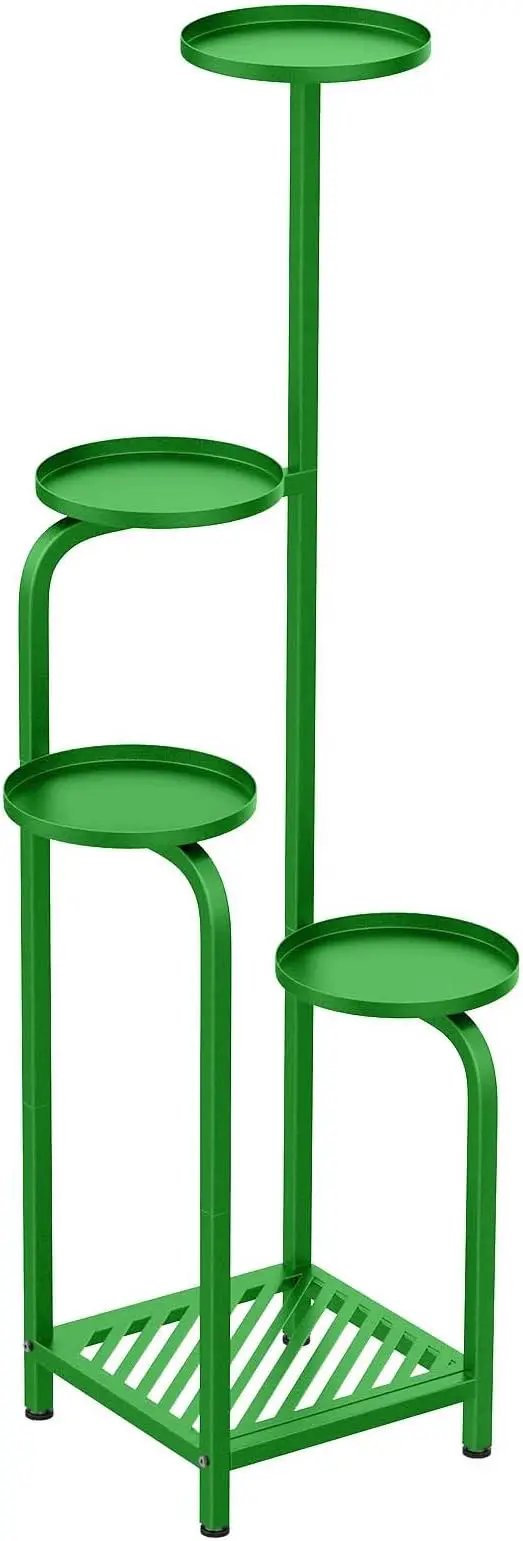 TOSKING 5 Tier Tall Plant Stand Indoor Outdoor, Heavy Duty Corner Shelf for Plants & Decor, Space Saving 3.9FT Metal Flower Pot Stand for Balcony, Garden, Living Room, Patio (Green) by GreenHaven Gardens