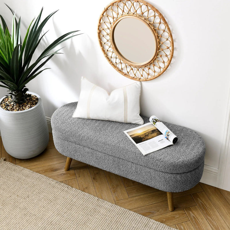 Ottoman Oval Storage Bench with Rubber Wood Legs by HouseOfZazla