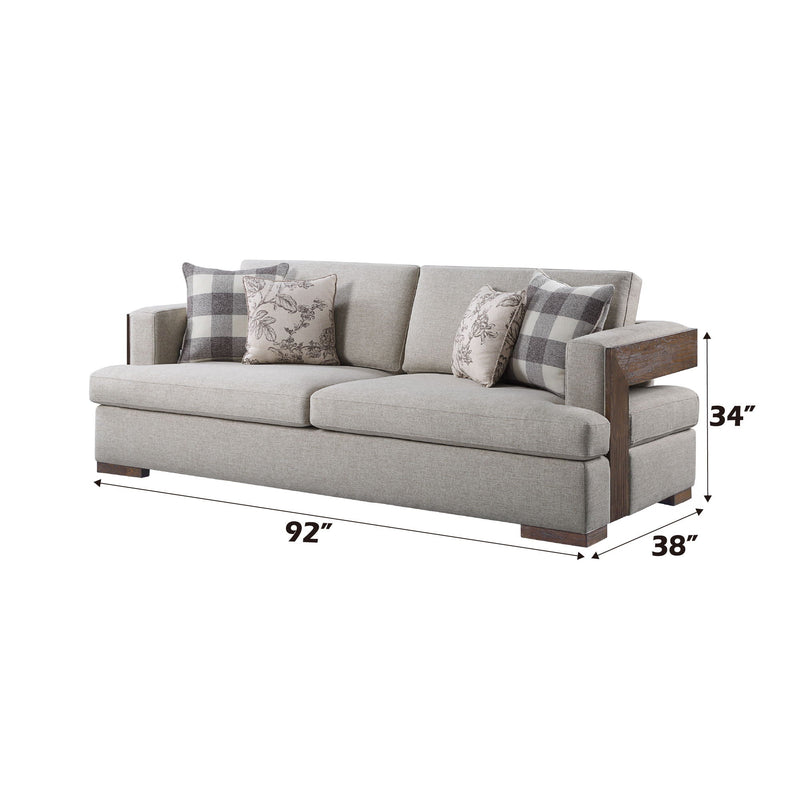 Niamey - Sofa With 4 Toss Pillows - Walnut by HouseOfZazla