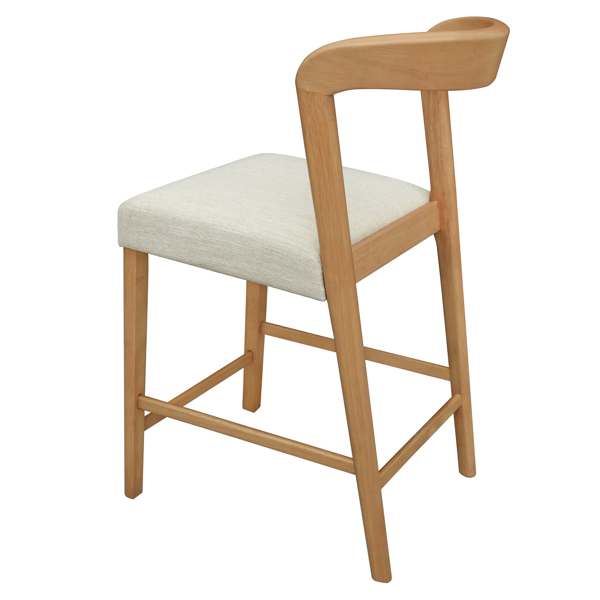 Solid Rubber Wood Counter Stools (Natural Oak + Beige) Set of 2 by HouseOfZazla
