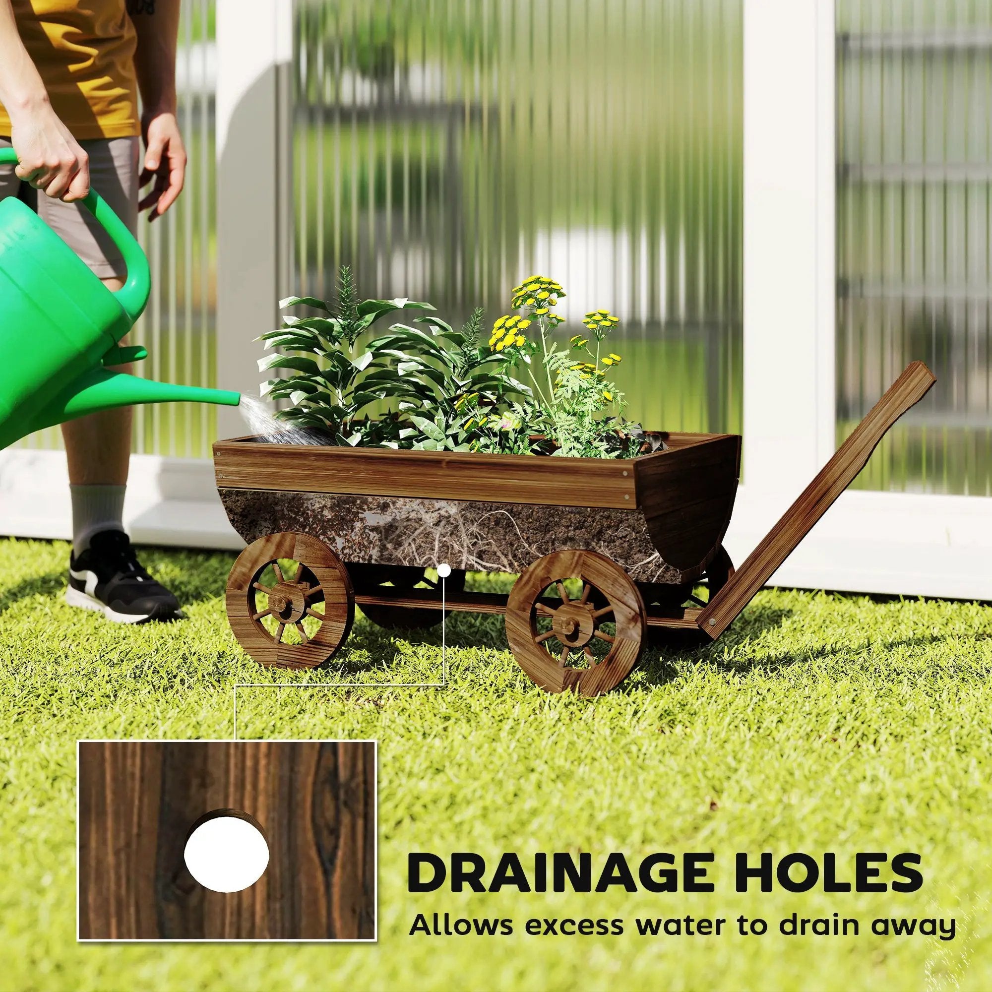 Outsunny Wooden Wagon Planter Box by HouseOfZazla