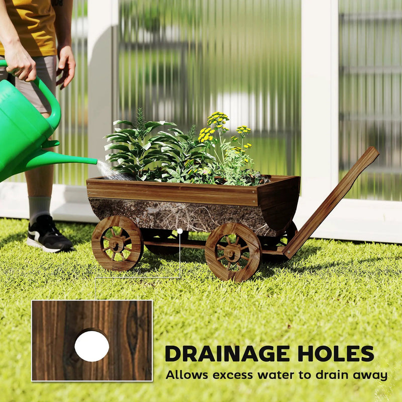 Outsunny Wooden Wagon Planter Box by HouseOfZazla