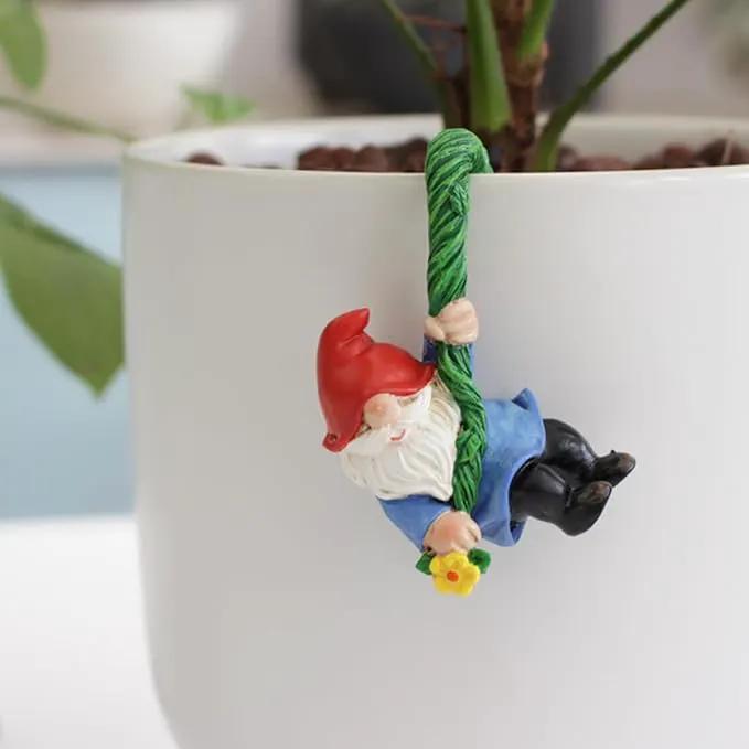Set of 3 Cute Climbing Gnome Figurines Flower Pot Hugger, Resin Hanging Gnomes Statue Outdoor Decor Fence Ornaments for Patio Lawn Garden Yard by GreenHaven Gardens