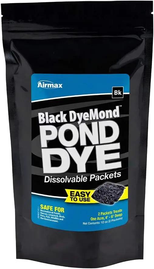 Airmax Pond Dye Packets Black DyeMond Colorant for Large Pond & Lake, Beneficial UV Blocking Color Concentrate, Maintain Clean & Clear Pond, Fish, Bird & Animal Safe, Easy Treatment, 2 Soluble Packets by GreenHaven Gardens