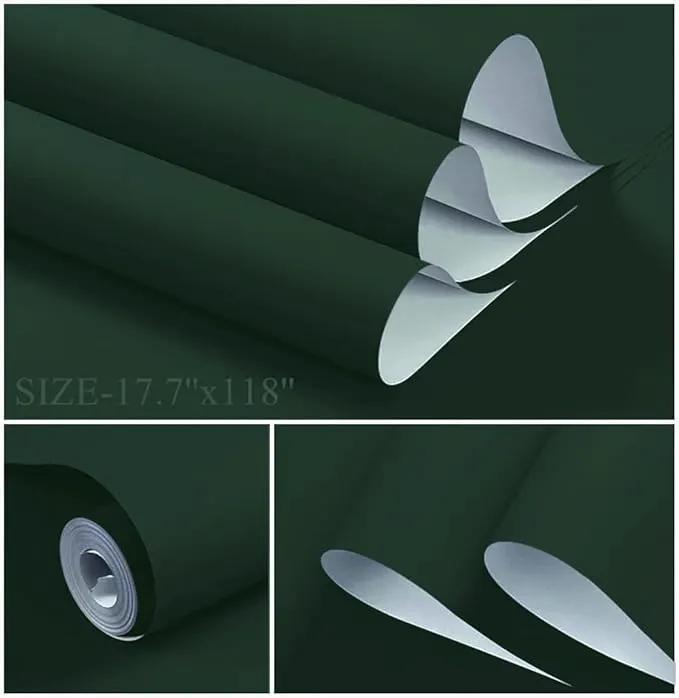 Dimoon 236''x17.7'' Dark Green Peel and Stick Wallpaper Contact Paper Modern Self Adhesive Wall Paper Removable Renter Friendly Textured Solid Color Cabinet Vinyl Roll (236''x17.7'',Emerald Dark) by GreenHaven Gardens
