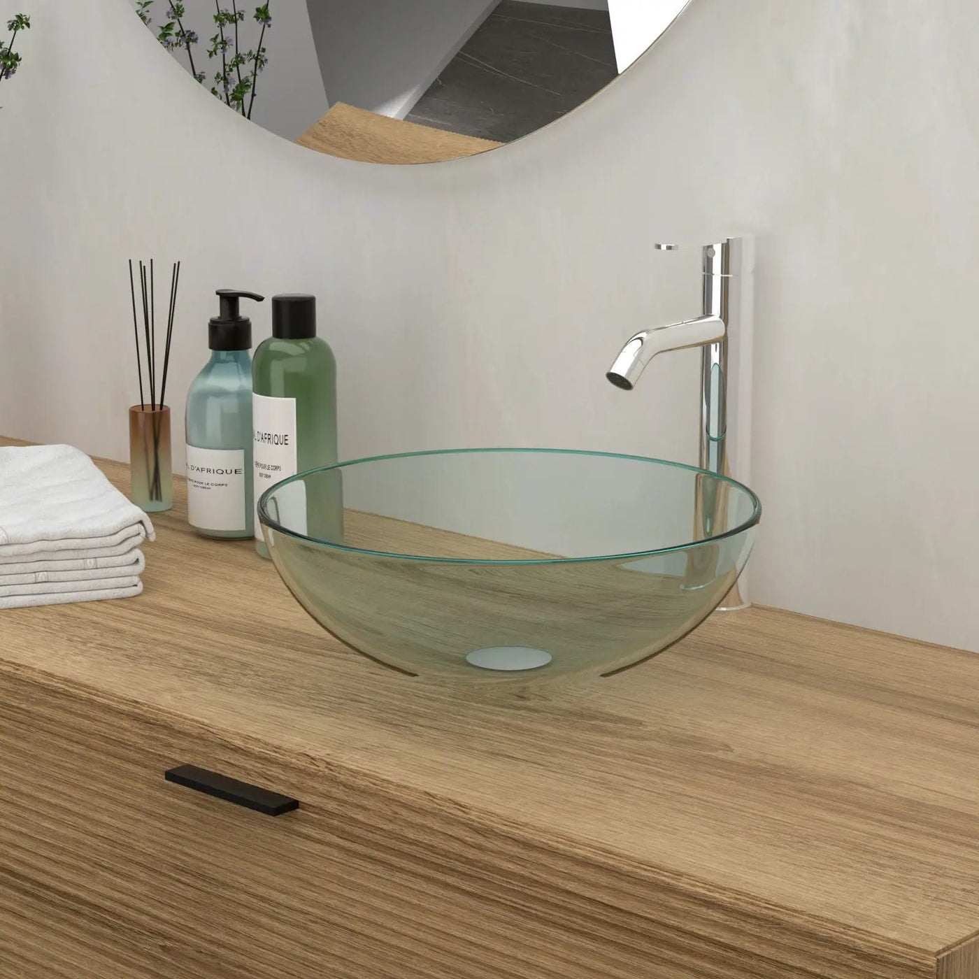 Artistic Tempered Glass Vessel Sink With Pop Up Drain by HouseOfZazla