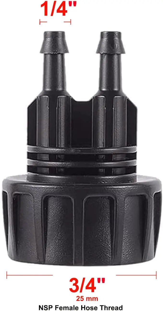 1/4 Inch Drip Irrigation Tubing to Faucet Adapter Connector, 2 Way Y Splitter for 3/4" Inch Garden Hose to 1/4 Inch Drip Irrigation Hose by GreenHaven Gardens