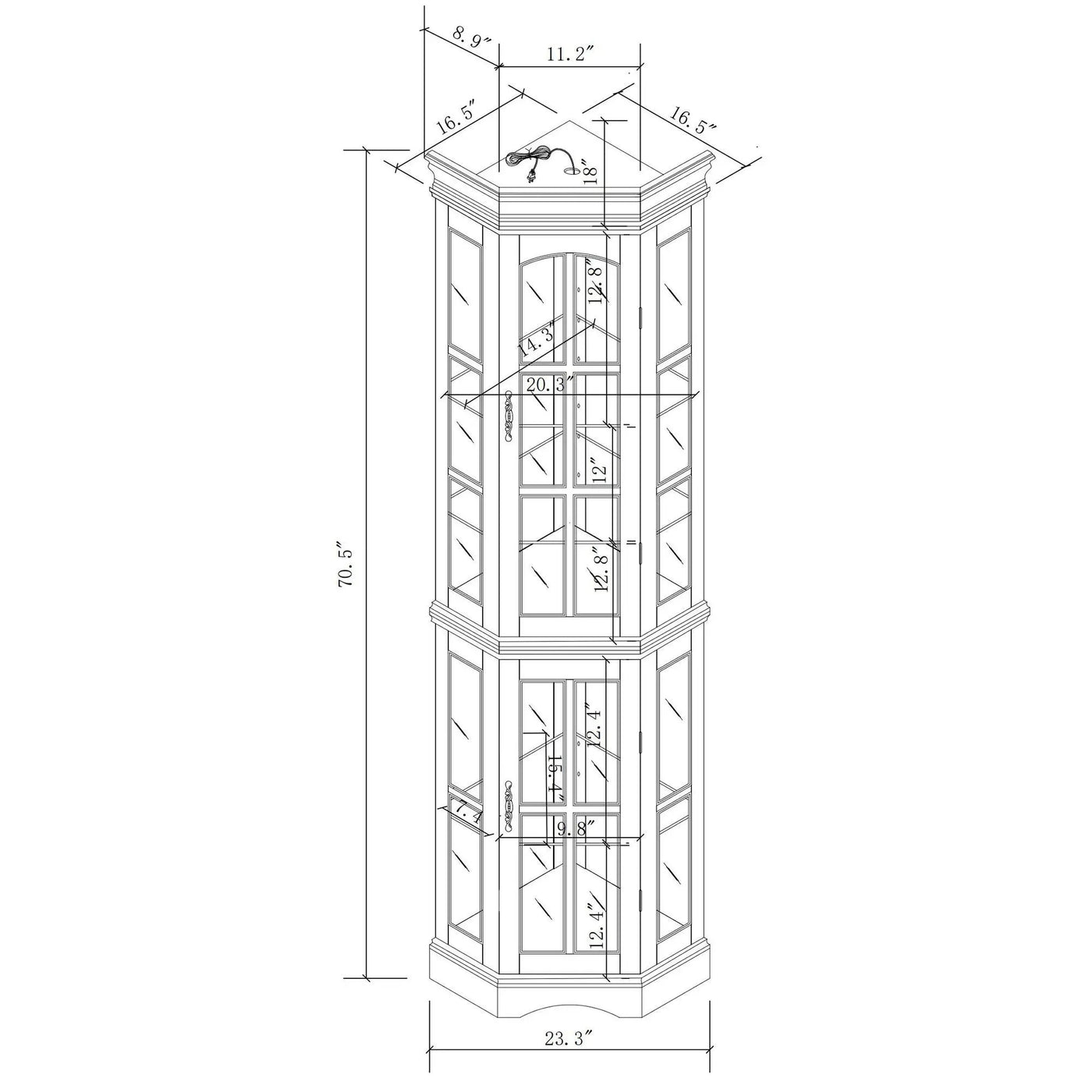 Corner Curio Cabinet With 5 Shelves And Lighting System by HouseOfZazla