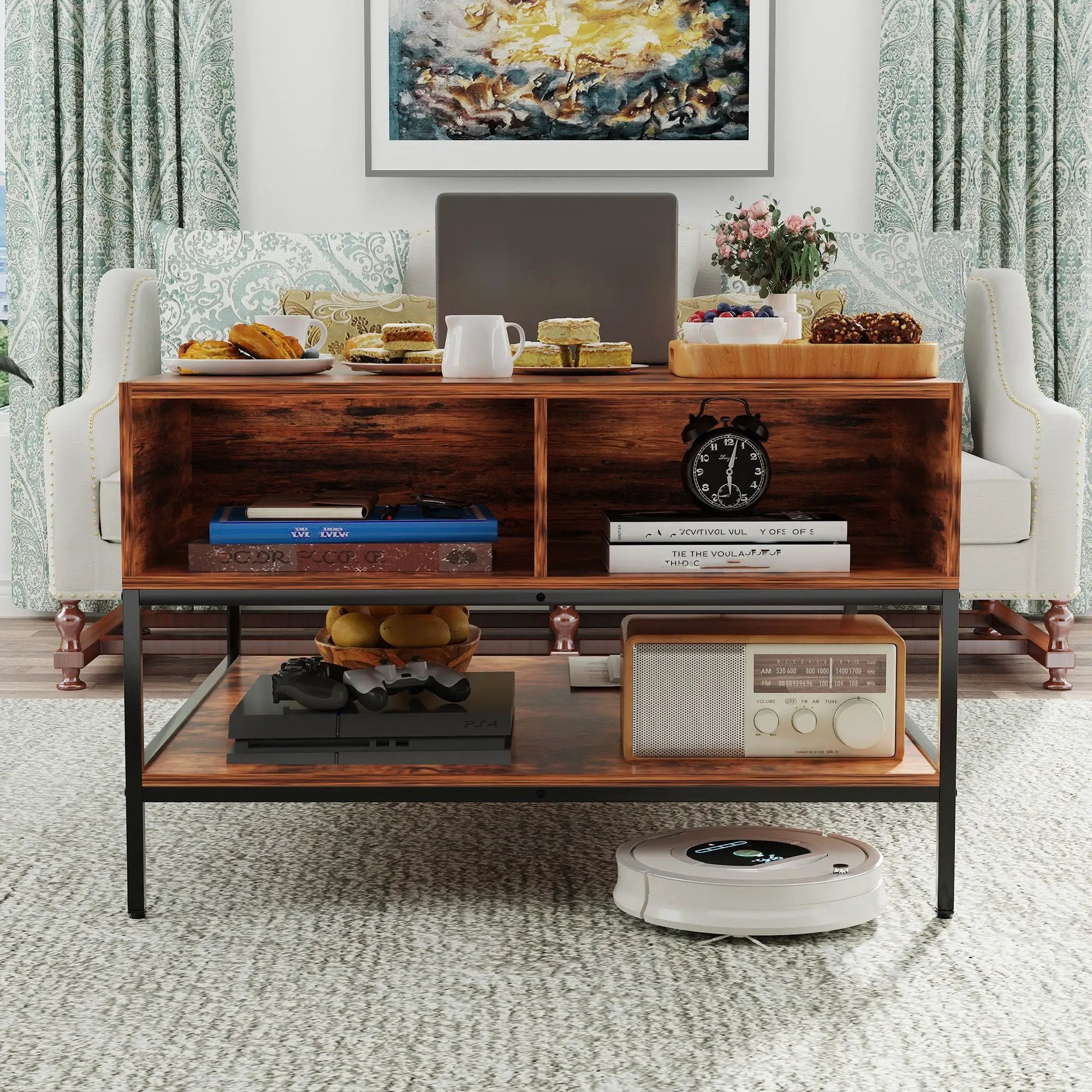 Flip-Top Coffee Table With Storage Lift-Top Design With Hidden Compartment - Black by Unique Piece Furniture