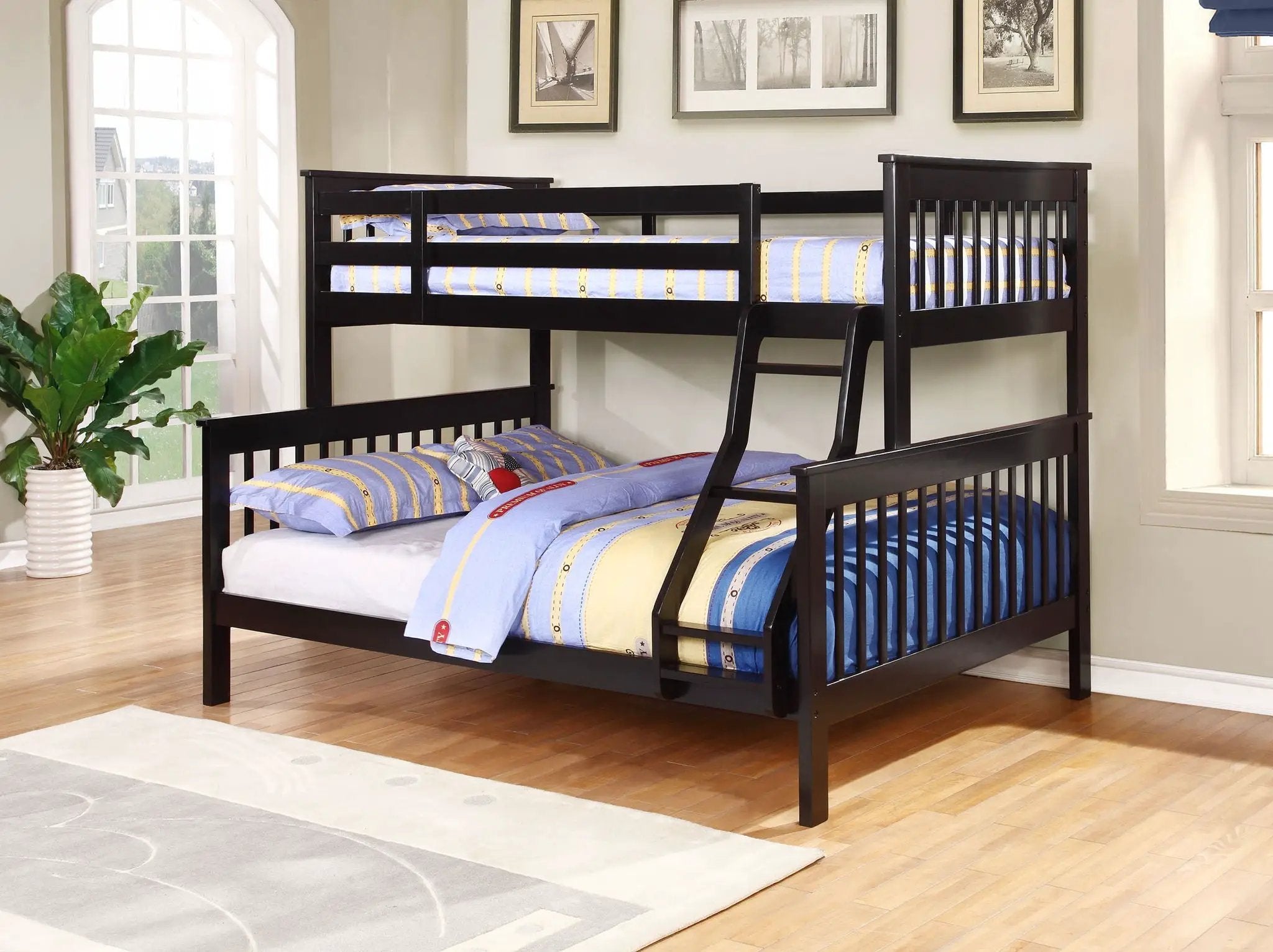 Chapman Wood Twin Over Full Bunk Bed Black by Unique Piece Furniture