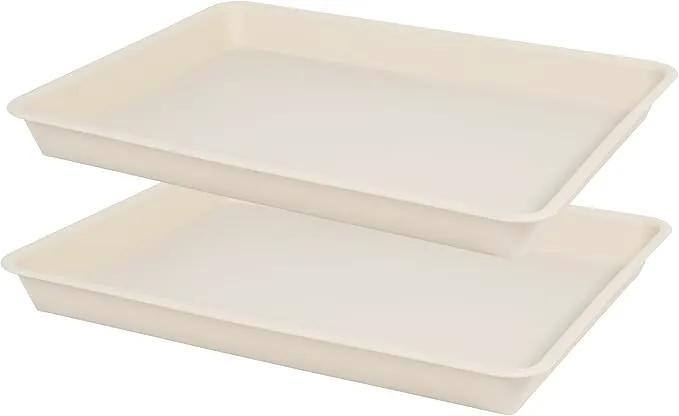2 Pack Plant Growing Nursery 1020 Trays, Plant Saucer Tray, Heavy Sturdy Seed Starting Trays, Plant Starter Trays for Indoors No Holes, Seed Starter Growing Tray (22"x11.2", Beige) by GreenHaven Gardens