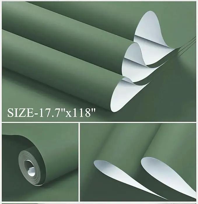 Dimoon 118''x23.6'' Green Peel and Stick Wallpaper Contact Paper Modern Self Adhesive Wall Paper Removable Renter Friendly Textured Solid Color Shelf Cabinet Vinyl Roll (118''x23.6'',Dark Green) by GreenHaven Gardens