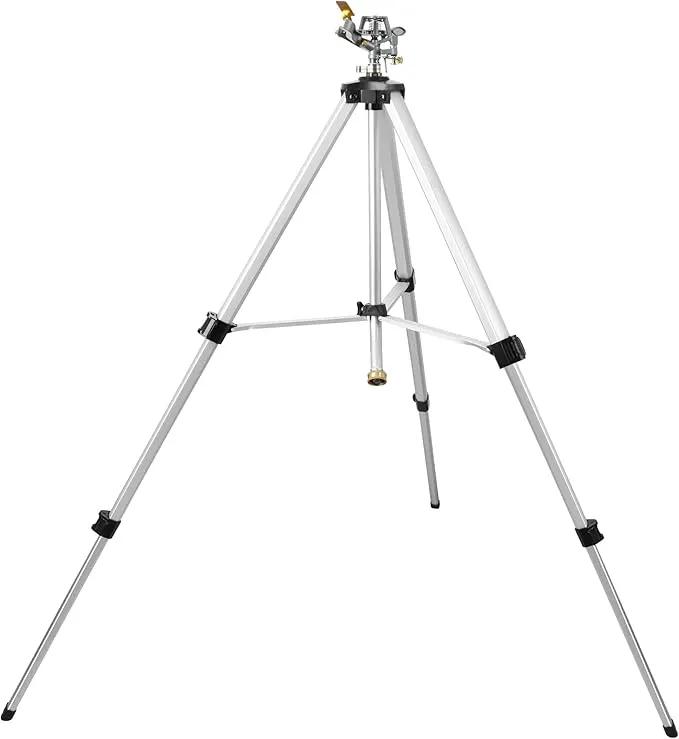 STYDDI Heavy Duty Impact Sprinkler on Tripod Base, Extra Tall Metal Pulsating Telescoping Tripod Sprinkler for Large Area, Yard, Lawn, Garden, Waters up to 90 Ft. Diameter, Legs Extends Up to 50-inch by GreenHaven Gardens
