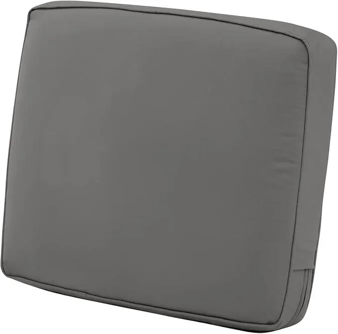 Classic Accessories Montlake Water-Resistant 23 x 20 x 4 Inch Patio Lounge Back Cushion, Light Charcoal Grey, Outdoor Loveseat Cushions by GreenHaven Gardens