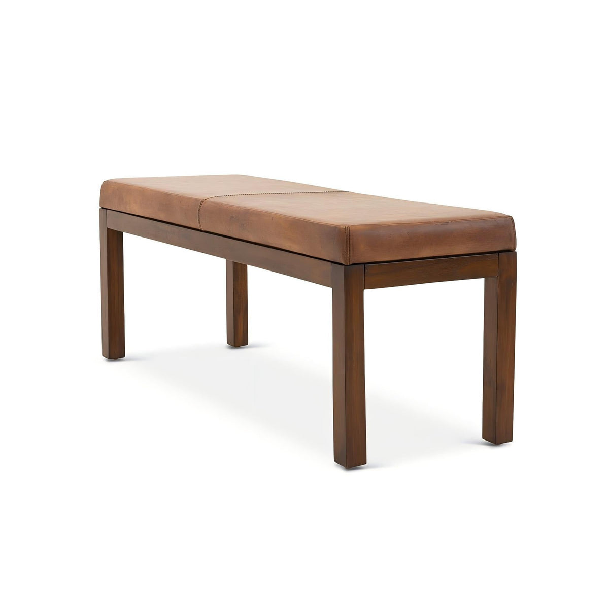 Antique Brown Upholstered Bench with Solid Wood Frame - Brown, photo 4 of 8