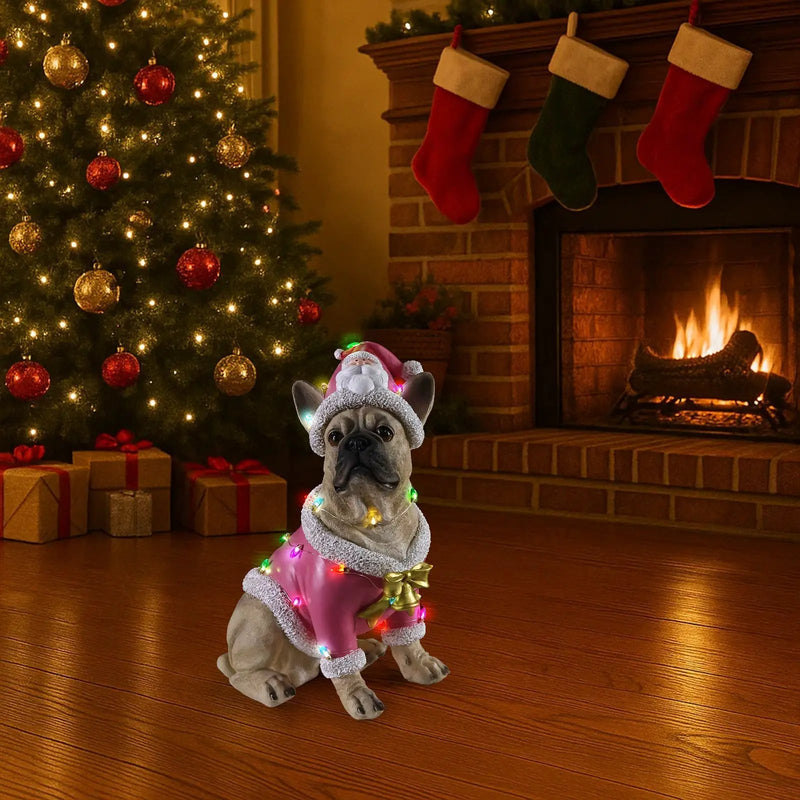 Christmas French Bulldog Statue by HouseOfZazla