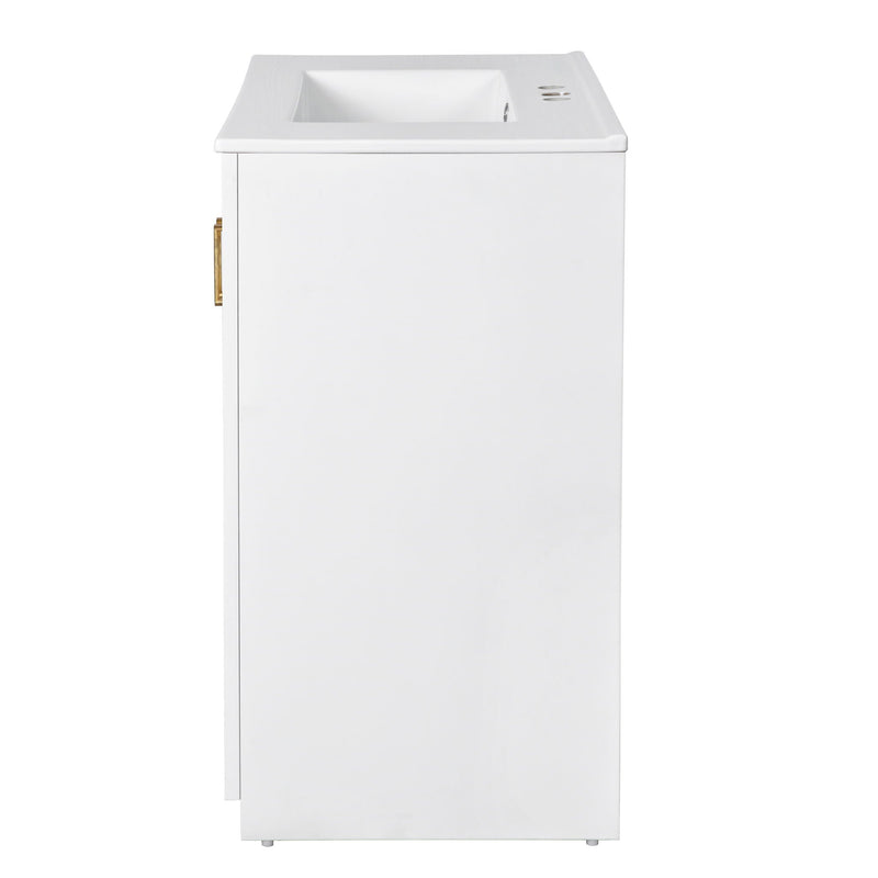 Ceramic Sink Combo, Freestanding Vanity Set With 3 Drawers & Soft Closing Doors