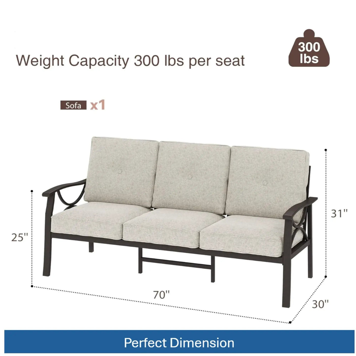 All-Weather 3 Seat Patio Sofa With Cushions by HouseOfZazla