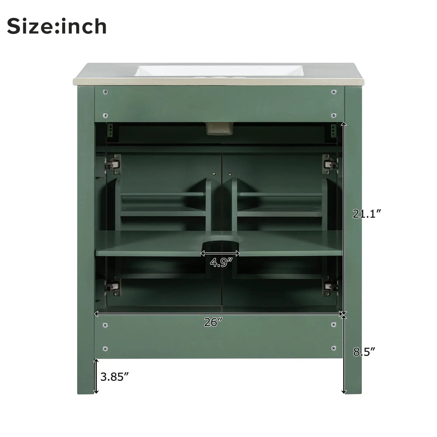 Bathroom Vanity With Ceramic Sink, Modern Single Bathroom Cabinet With 2 Doors And A Shelf, Soft Close Doors by HouseOfZazla