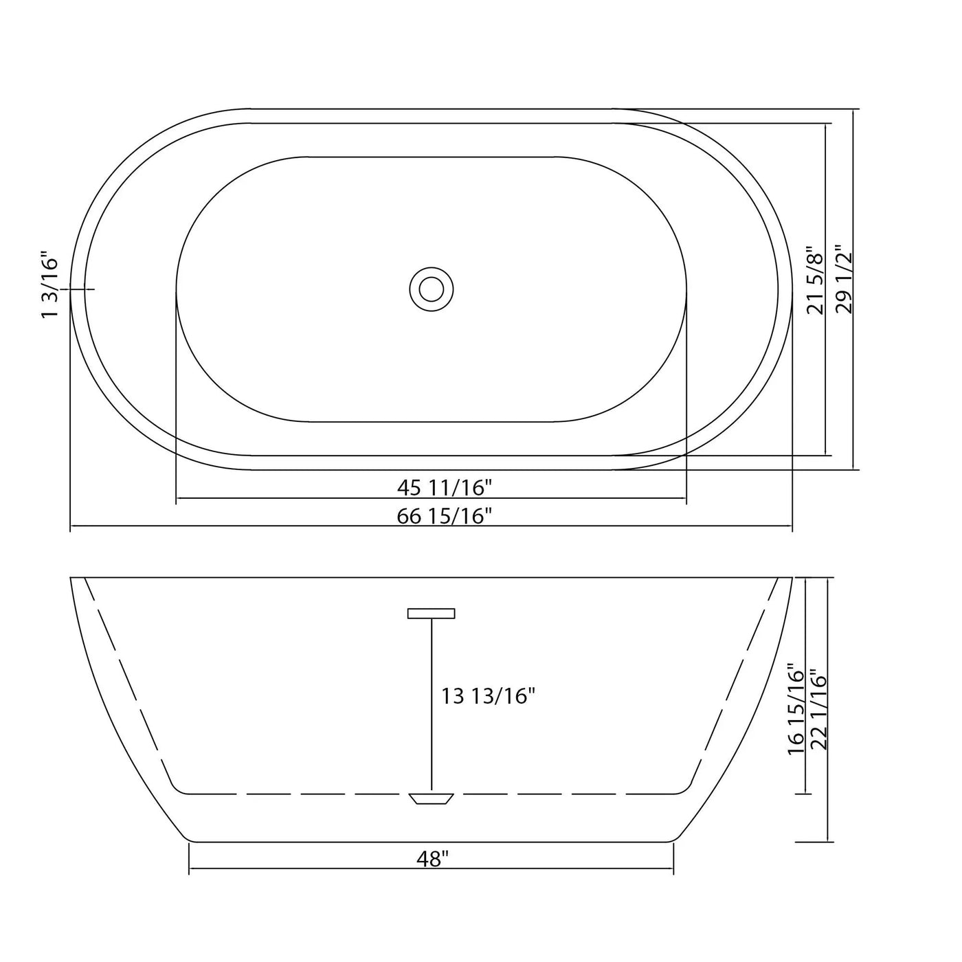Elegant Oval Freestanding Bathtub, Overflow & Pop Up Drain by HouseOfZazla